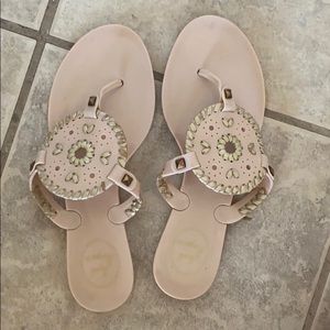 Blush Jack Rogers jellies with rose gold